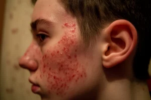 Imagen de una persona con acné severo