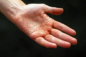 Foto de la mano de una persona con anhidrosis