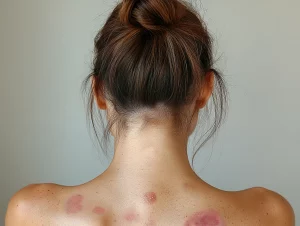 Foto de una espalda donde se muestra un brote de pitiriasis