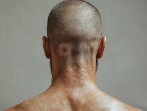 Foto que muestra la nuca de un hombre con tiña