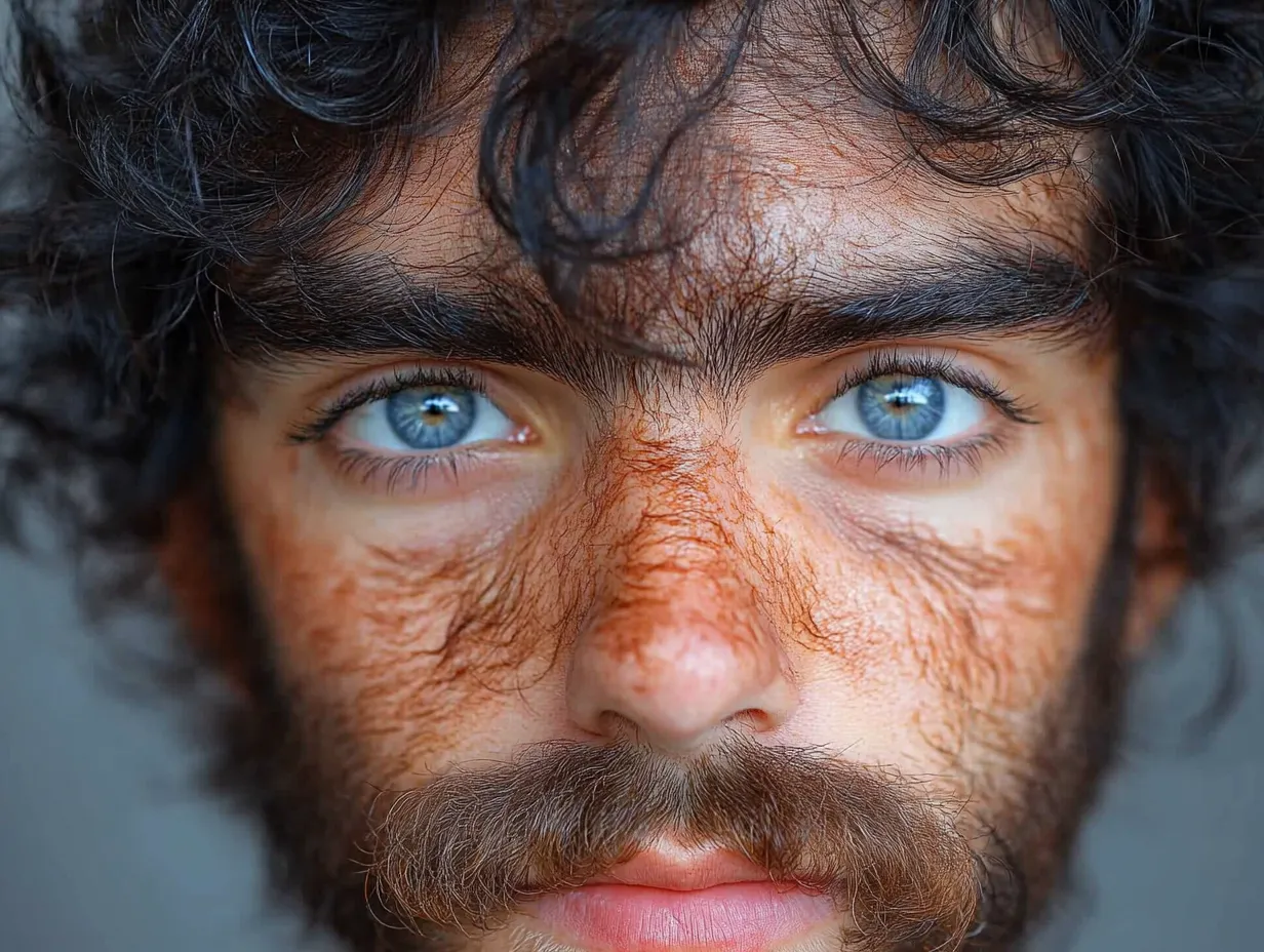 Foto de un hombre con crecimiento excesivo de pelo