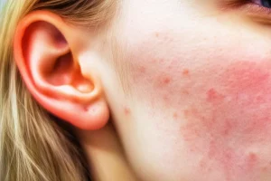 Imagen de la piel afectada por urticaria